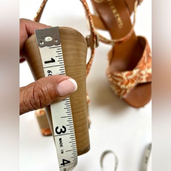 Pedro Miralles  Weekend Floral Platform Sandals - Orange and Cream - Picture 8 of 12